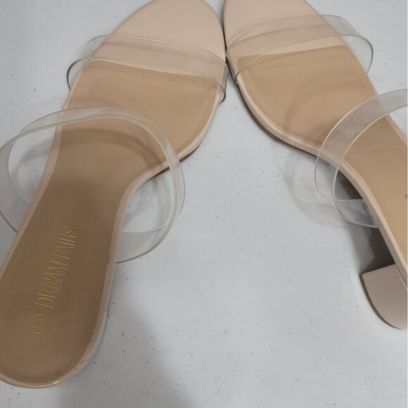 Dream Pairs Nude Clear Straps Open Toe Block Heel Womens Slide on Sandal Size 11 - Picture 2 of 13
